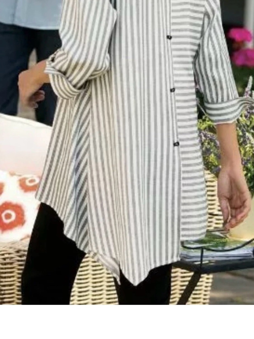 Soft Surroundings Gray and White Striped Tunic
